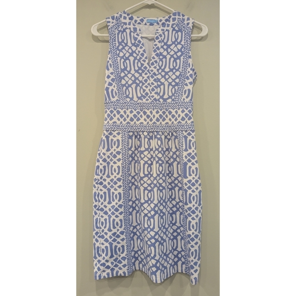 J. McLaughlin Blue And White Sleeveless Catalina Cloth Lola Dress Size XS